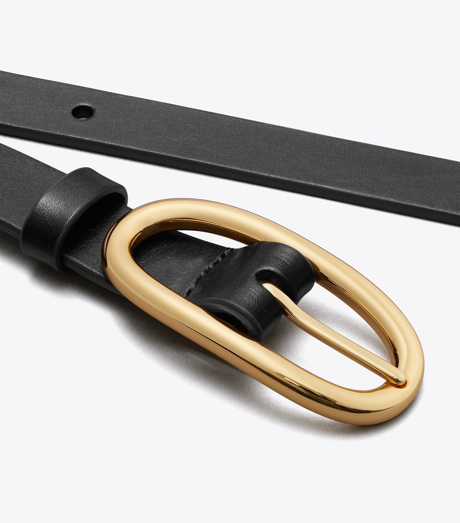 Tory Burch Large Pierced Buckle Belt - Black/Gold