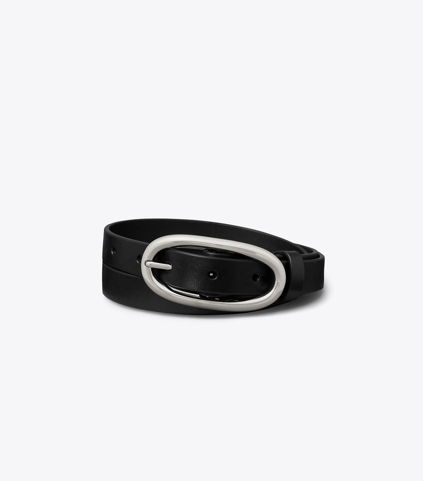 Tory Burch Large Pierced Buckle Belt - Black/Silver