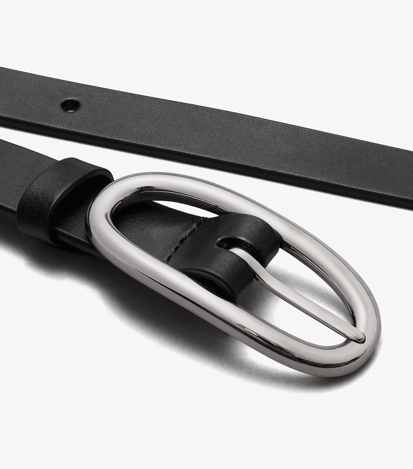 Tory Burch Large Pierced Buckle Belt - Black/Silver
