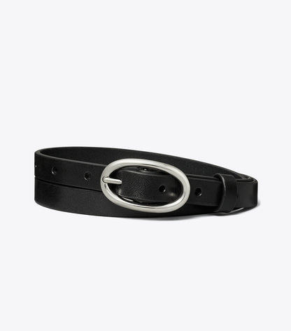 Tory Burch Medium Pierced Buckle Belt - Black/Silver