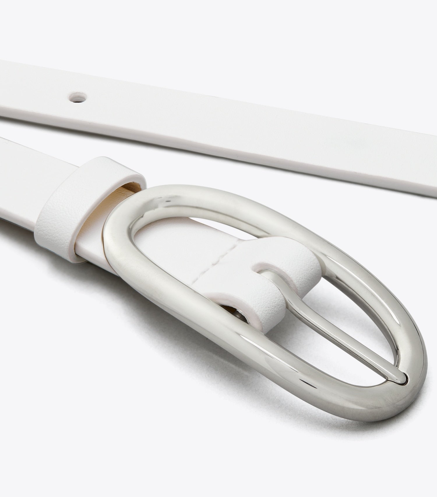 Tory Burch Pierced Large Buckle Belt - Bianco/Silver