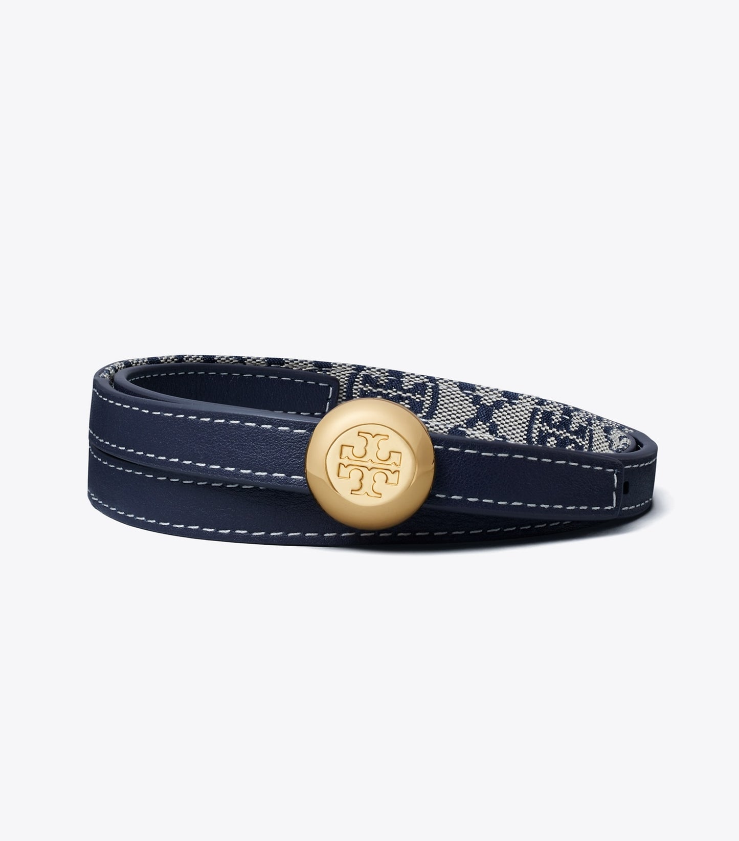 Tory Burch Romy Reversible Belt - Tory Navy/Gold
