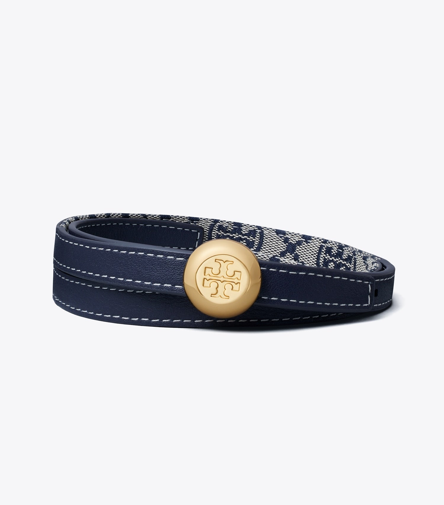 Tory Burch Romy Reversible Belt - Tory Navy/Gold