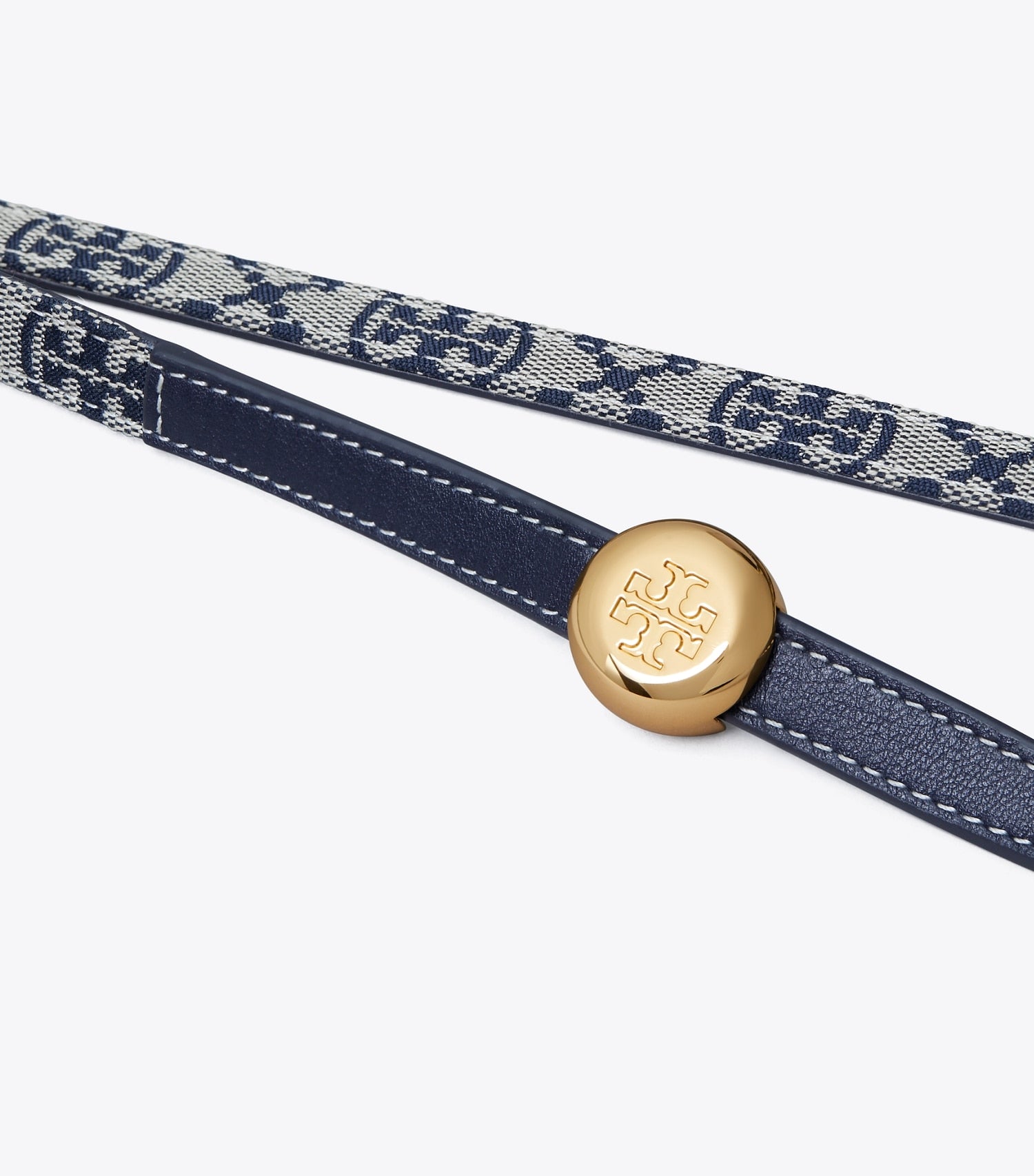 Tory Burch Romy Reversible Belt - Tory Navy/Gold