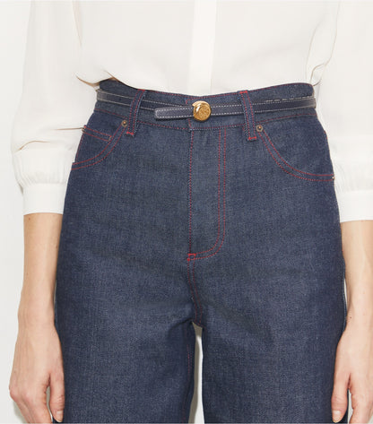 Tory Burch Romy Reversible Belt - Tory Navy/Gold