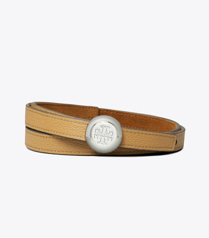 Tory Burch Romy Reversible Suede Belt - Caramel / Tiramisu / Silver