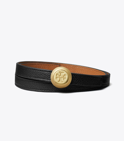 Tory Burch Romy Reversible Belt - Black / Aged Tan / Gold