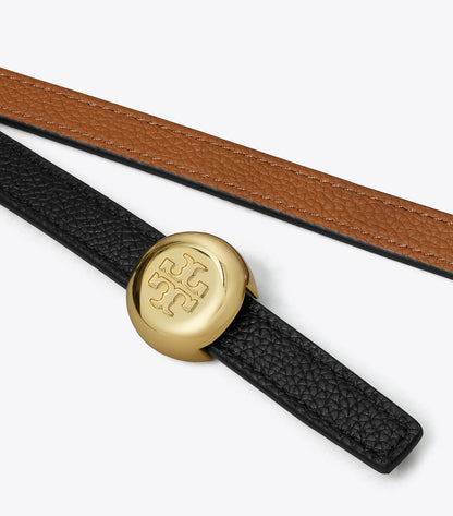 Tory Burch Romy Reversible Belt - Black / Aged Tan / Gold
