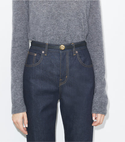Tory Burch Romy Reversible Belt - Black / Aged Tan / Gold