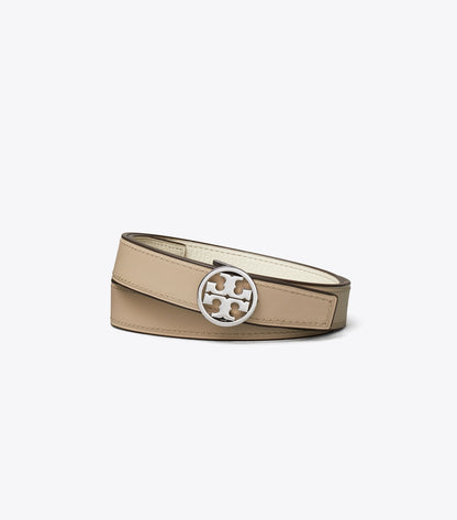 Tory Burch 1" MILLER REVERSIBLE BELT - Warm White / Tortora / Silver