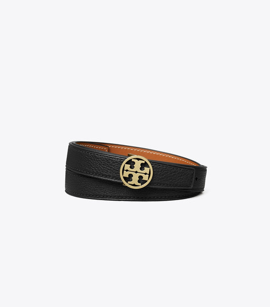 Tory Burch 1" MILLER REVERSIBLE BELT - Black / Classic Cuoio / Gold