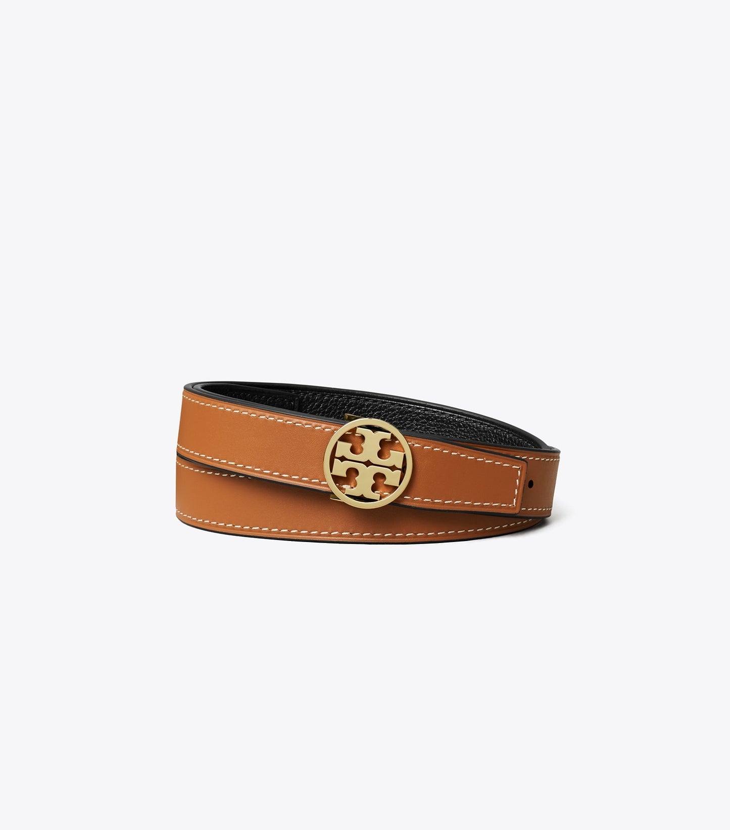 Tory Burch 1" MILLER REVERSIBLE BELT - Black / Classic Cuoio / Gold