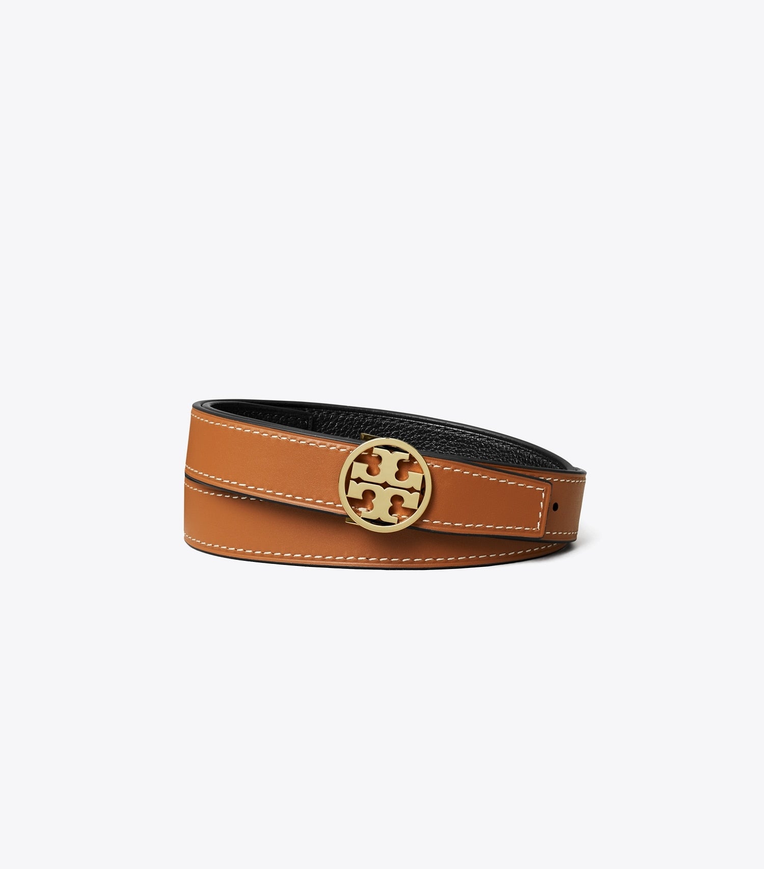 Tory Burch 1" MILLER REVERSIBLE BELT - Black / Classic Cuoio / Gold