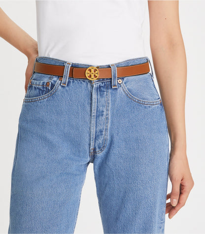 Tory Burch 1" MILLER REVERSIBLE BELT - Black / Classic Cuoio / Gold