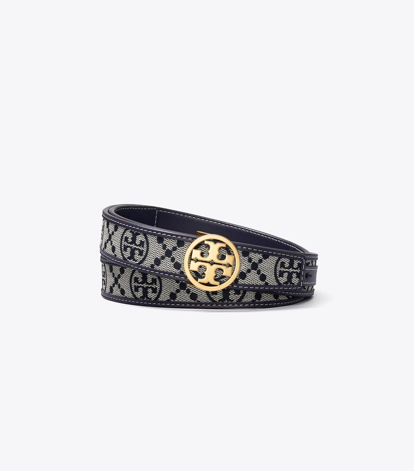 Tory Burch 1" T MONOGRAM MILLER BELT - Tory Navy/Gold