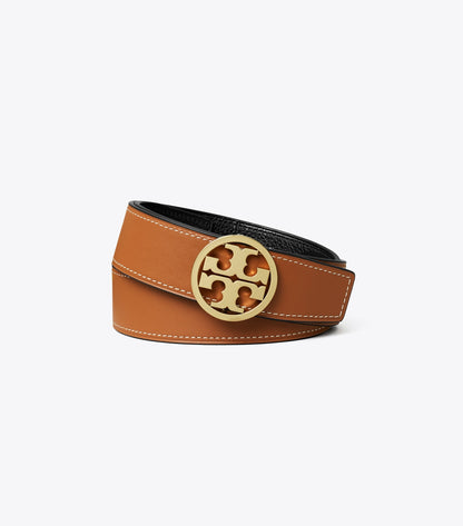 Tory Burch 1.5" MILLER REVERSIBLE BELT - Black / Classic Cuoio / Gold