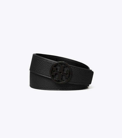 Tory Burch 1.5" MILLER PEBBLED POWDER-COATED BELT - Black / Black / Black