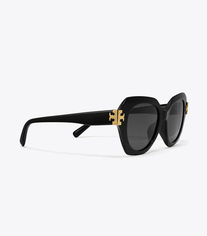 Tory Burch Eleanor Cat-Eye Sunglasses - Black/Dark Grey