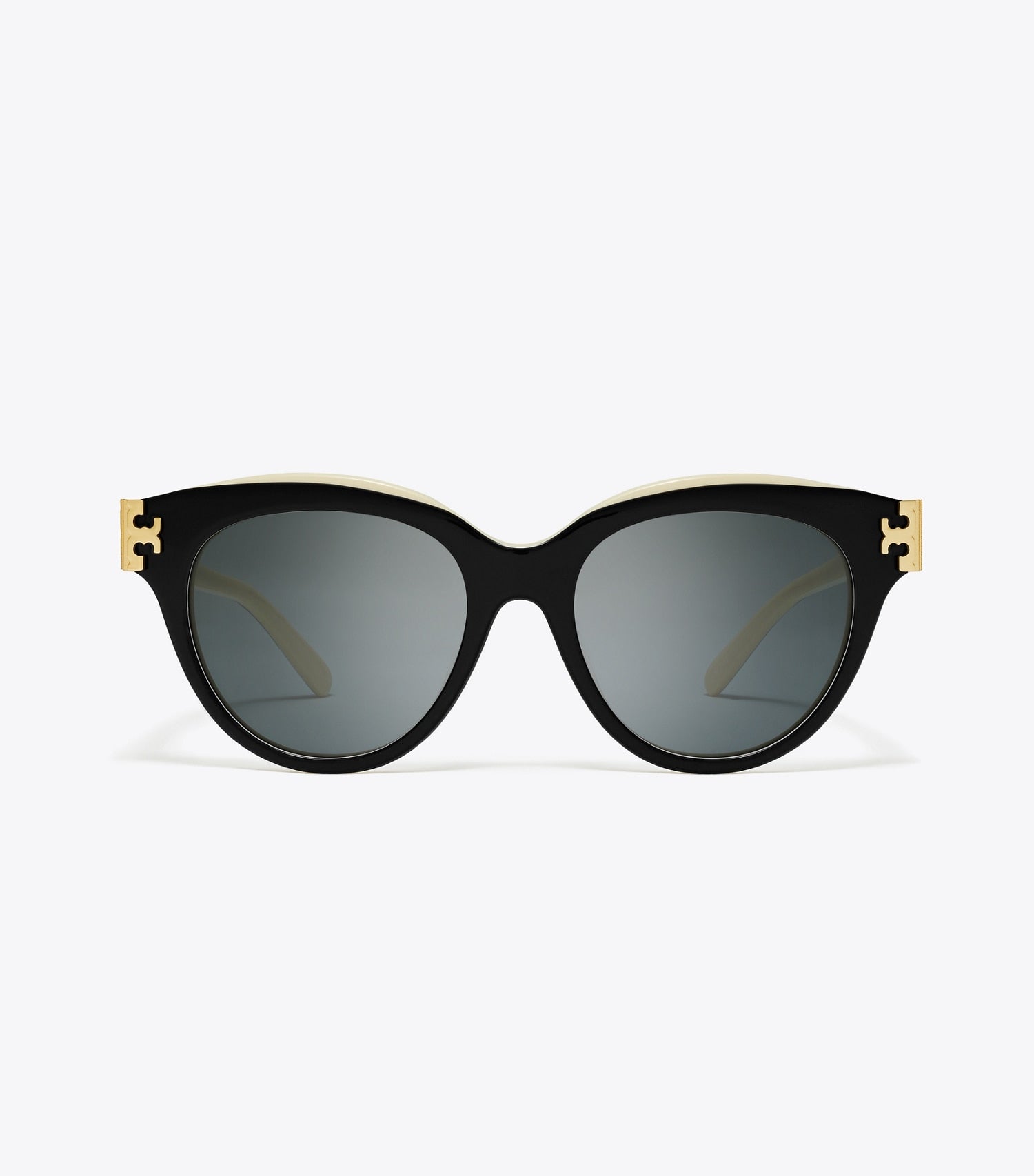 Tory Burch Eleanor Round Sunglasses - Black/Ivory/Dark Grey Solid