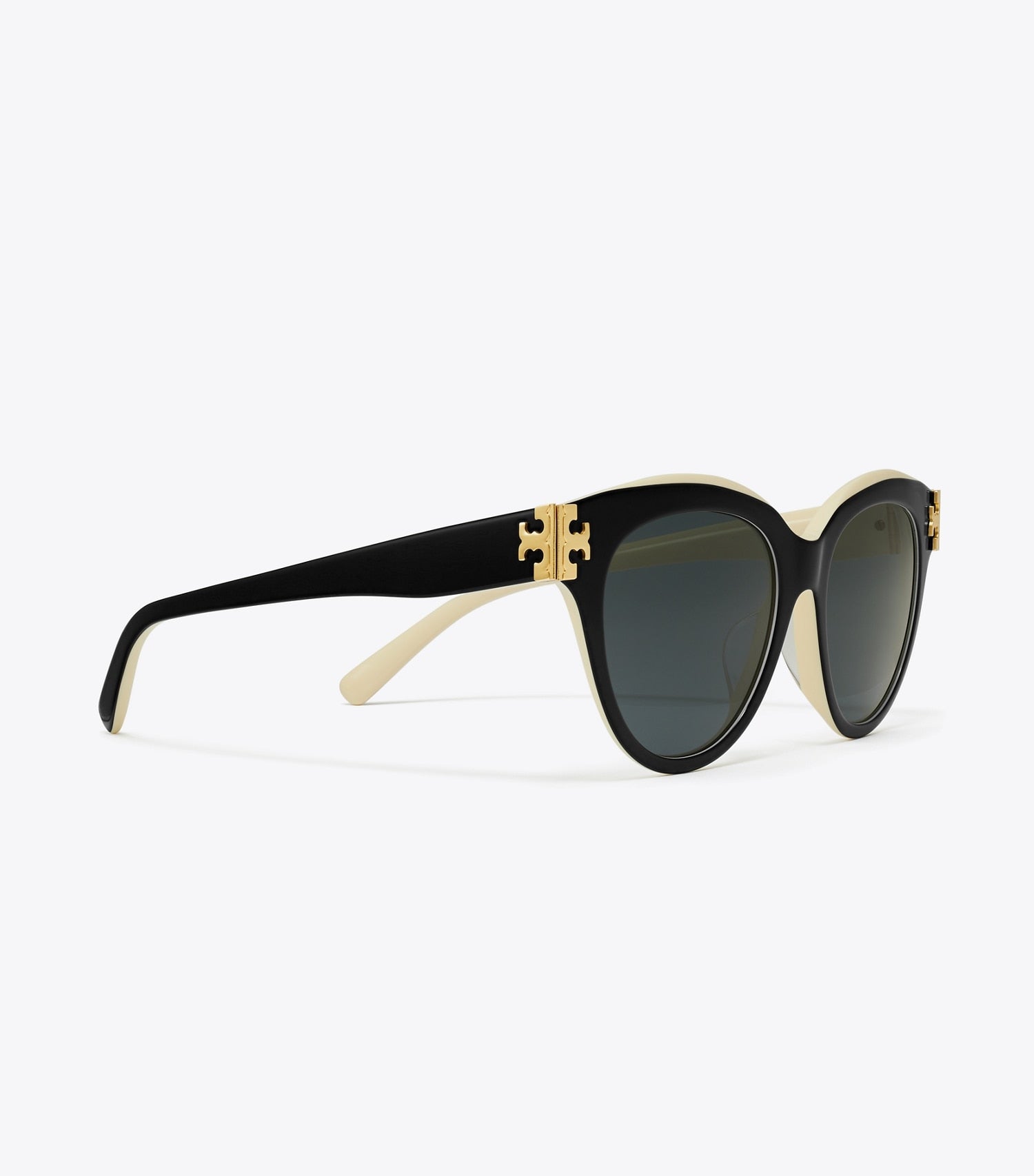 Tory Burch Eleanor Round Sunglasses - Black/Ivory/Dark Grey Solid