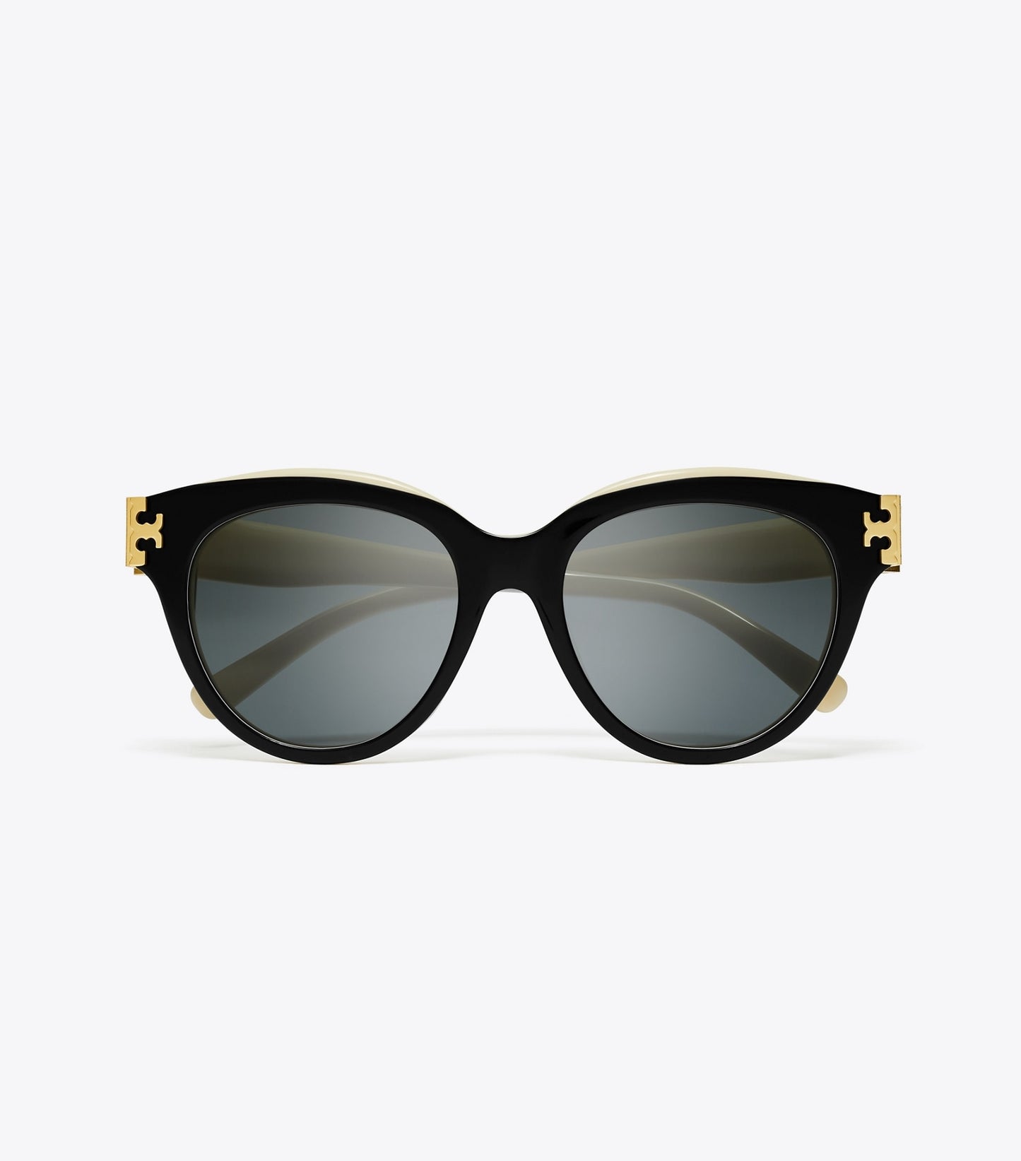 Tory Burch Eleanor Round Sunglasses - Black/Ivory/Dark Grey Solid