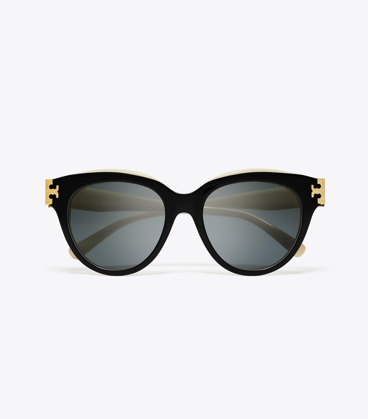 Tory Burch Eleanor Round Sunglasses - Black/Ivory/Dark Grey Solid