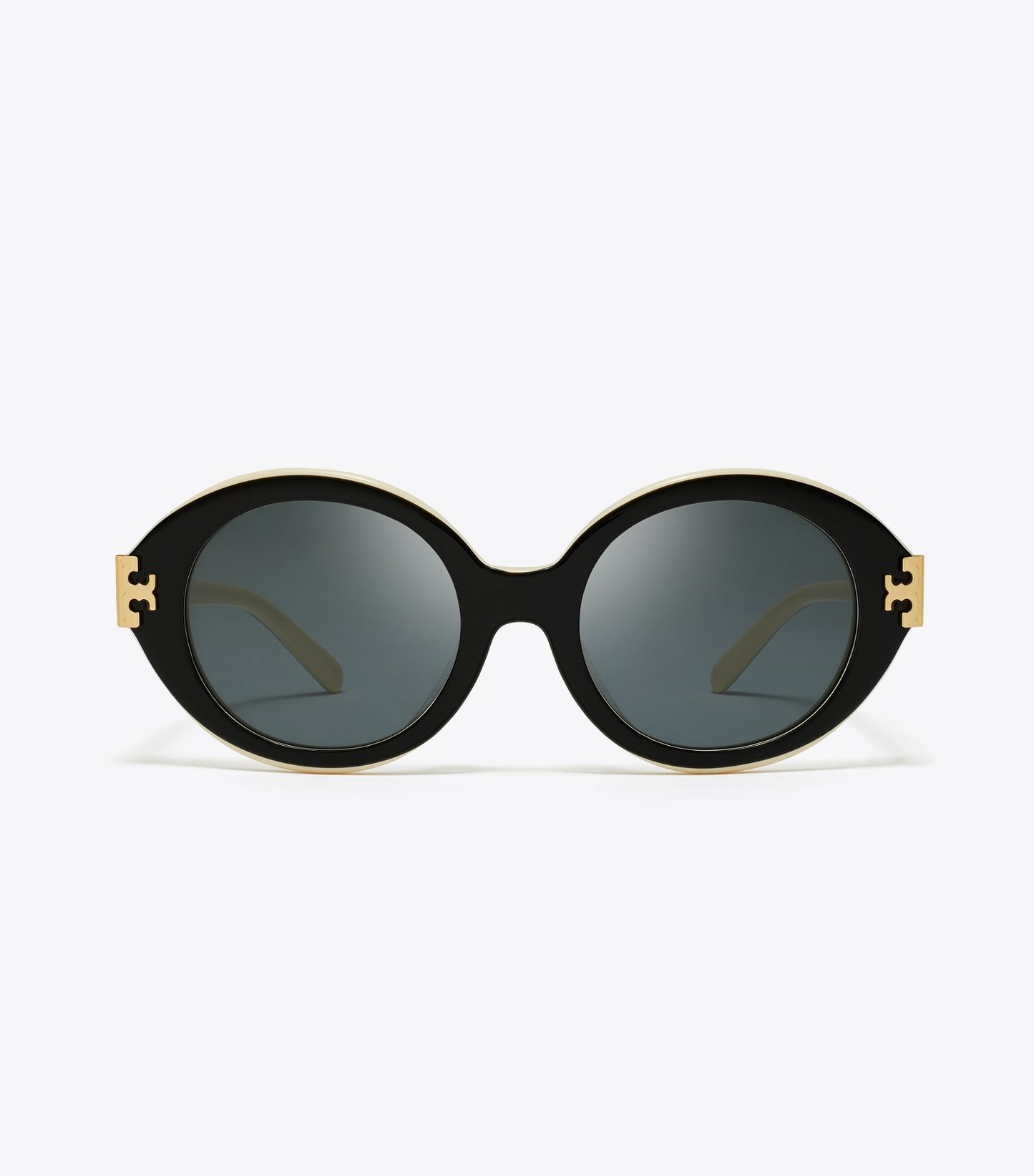 Tory Burch Eleanor Oval Sunglasses - Black/Ivory/Dark Grey Solid