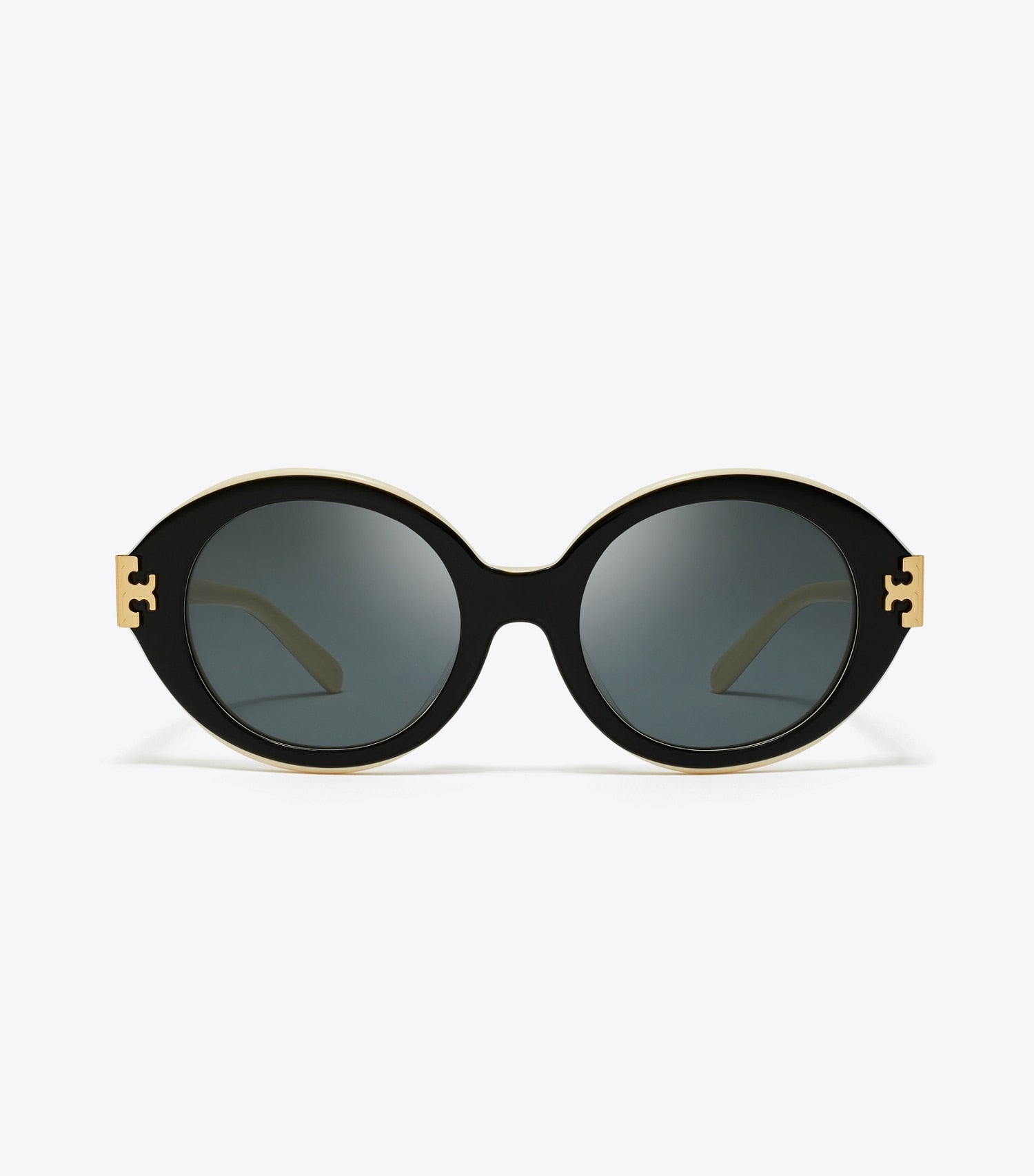 Tory Burch Eleanor Oval Sunglasses - Black/Ivory/Dark Grey Solid