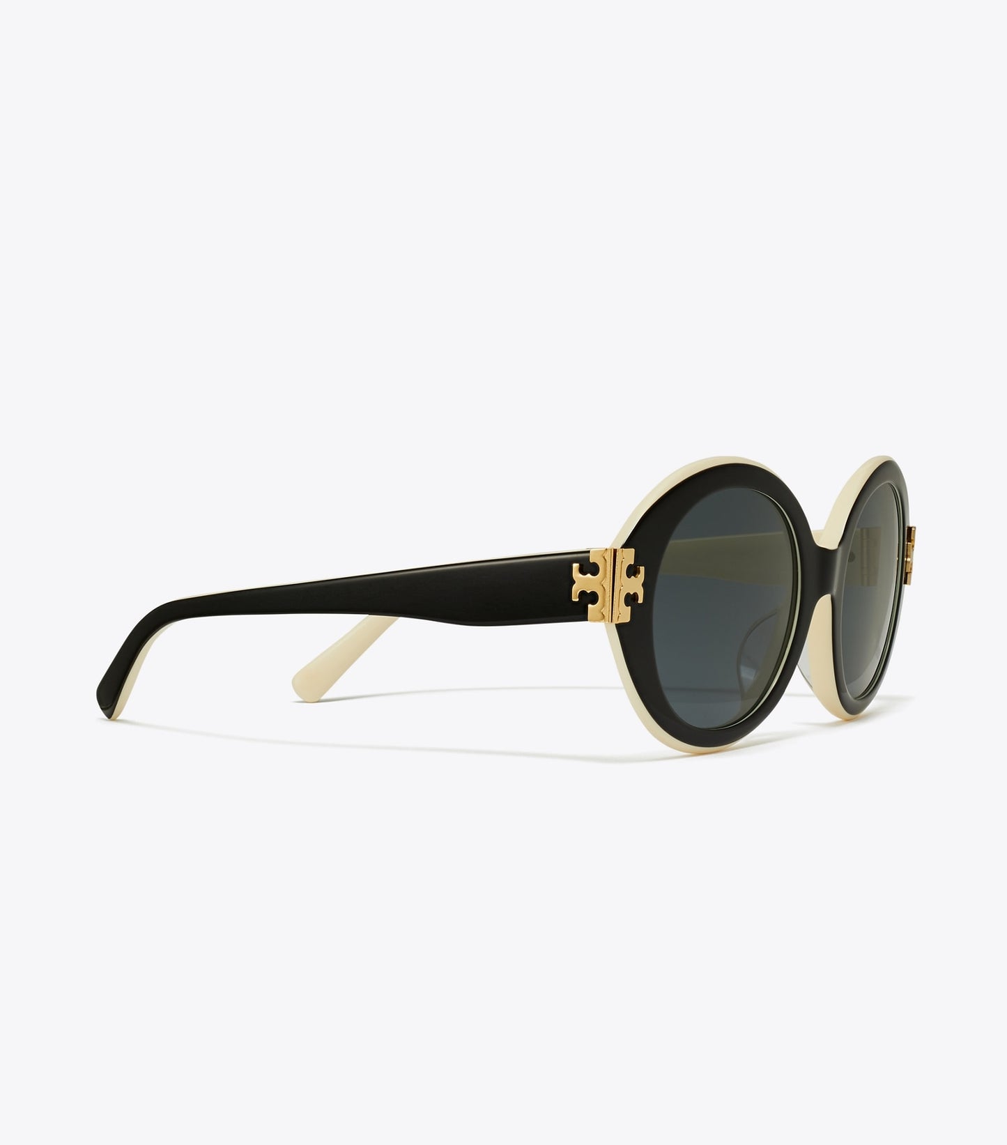 Tory Burch Eleanor Oval Sunglasses - Black/Ivory/Dark Grey Solid