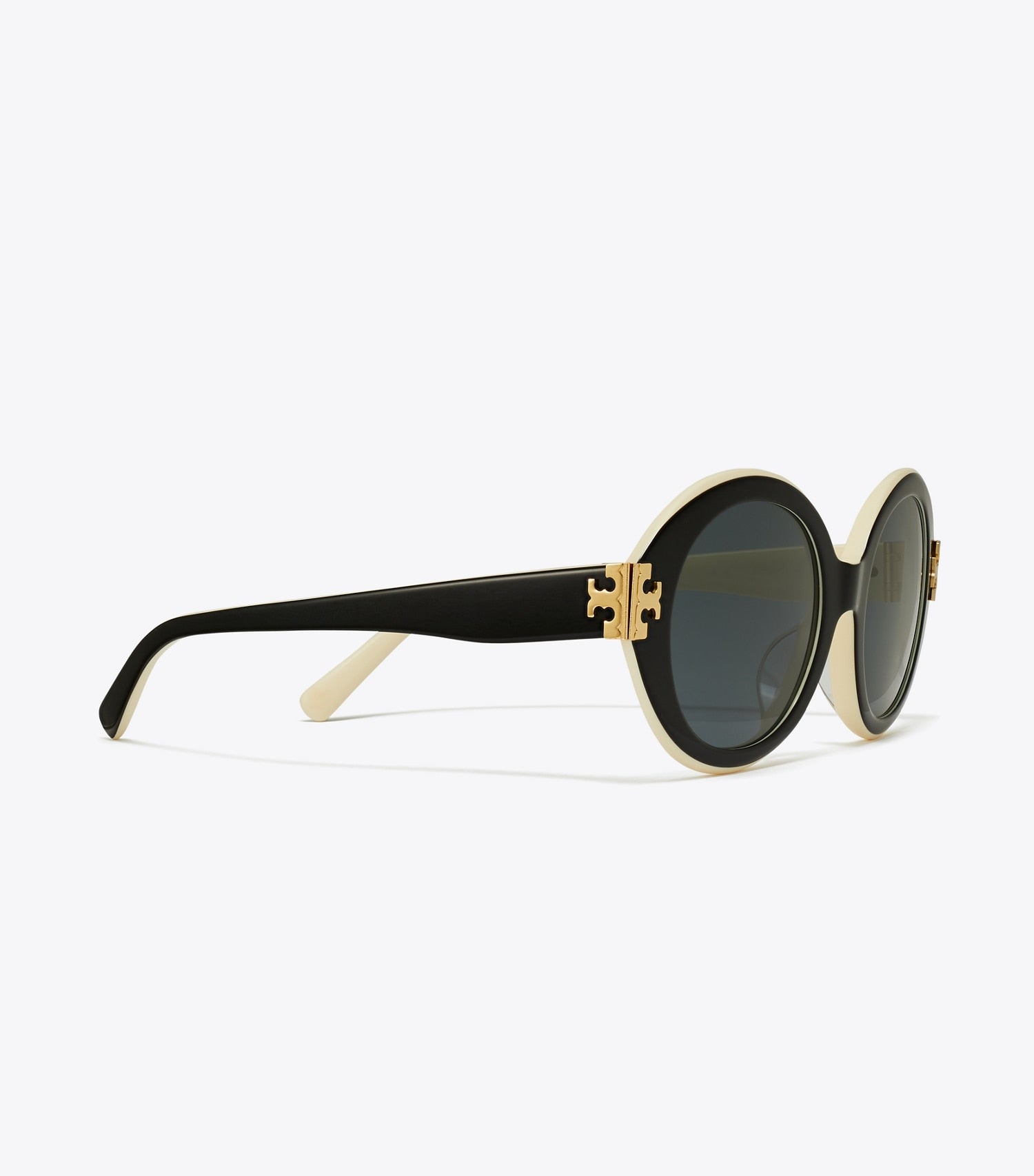 Tory Burch Eleanor Oval Sunglasses - Black/Ivory/Dark Grey Solid