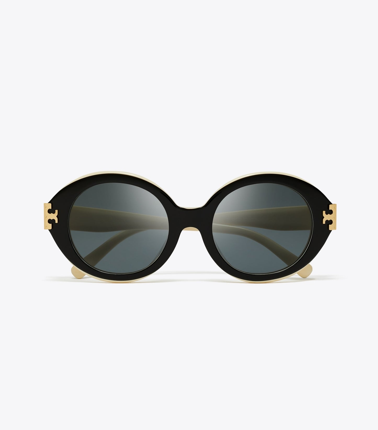 Tory Burch Eleanor Oval Sunglasses - Black/Ivory/Dark Grey Solid
