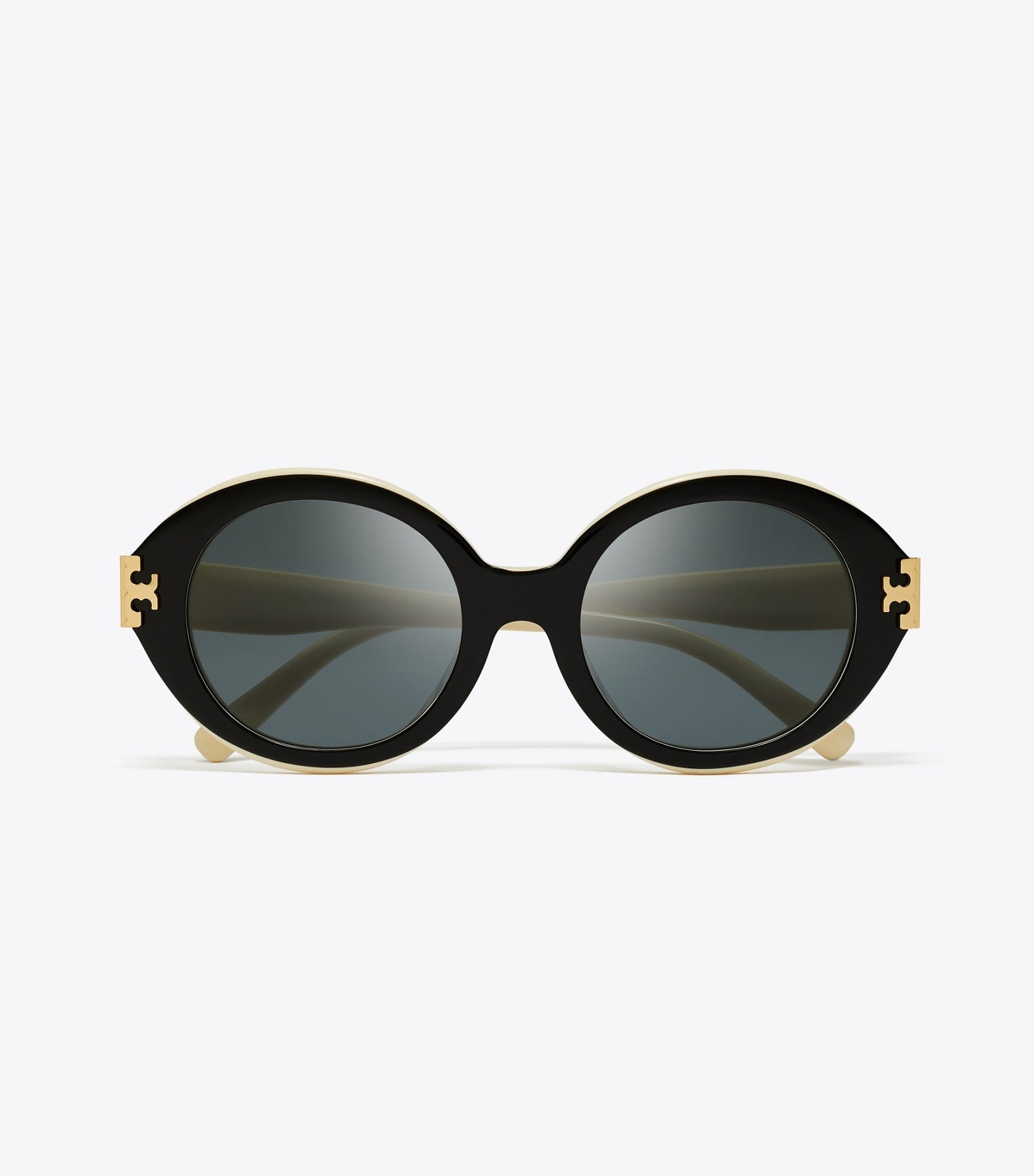 Tory Burch Eleanor Oval Sunglasses - Black/Ivory/Dark Grey Solid