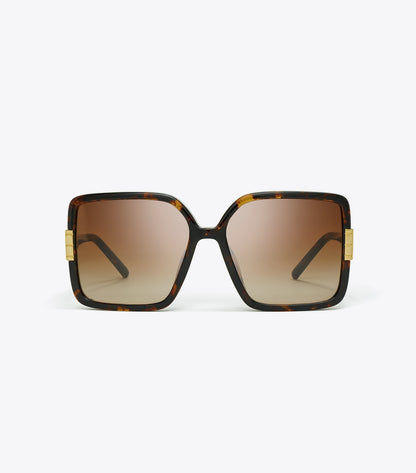 Tory Burch Eleanor Oversized Square Sunglasses - Tortoise/Light Brown Gradient