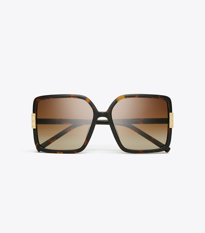 Tory Burch Eleanor Oversized Square Sunglasses - Tortoise/Light Brown Gradient