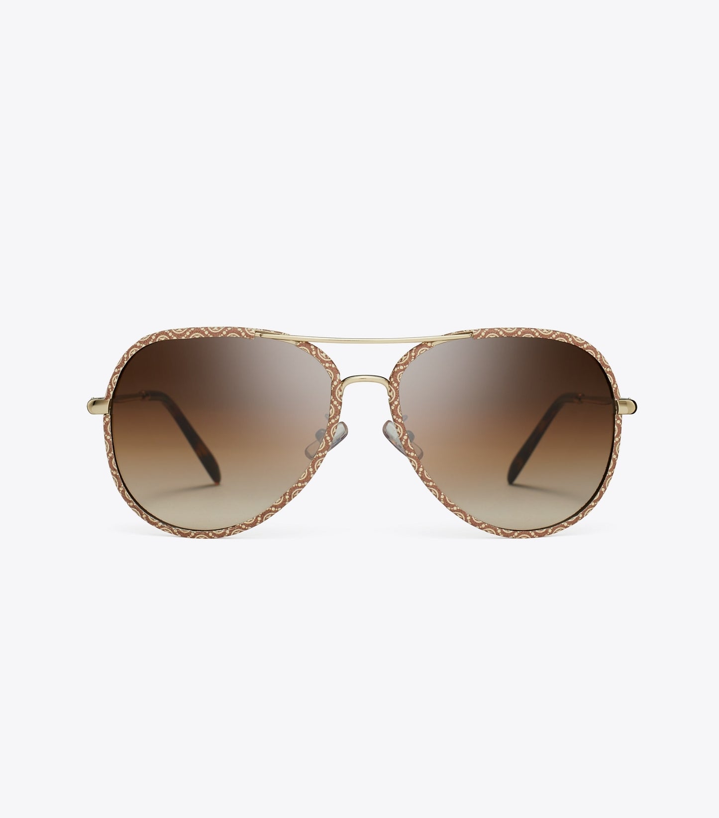 Tory Burch Eleanor Pilot Sunglasses - Light Gold/T Monogram/Brown Gradient