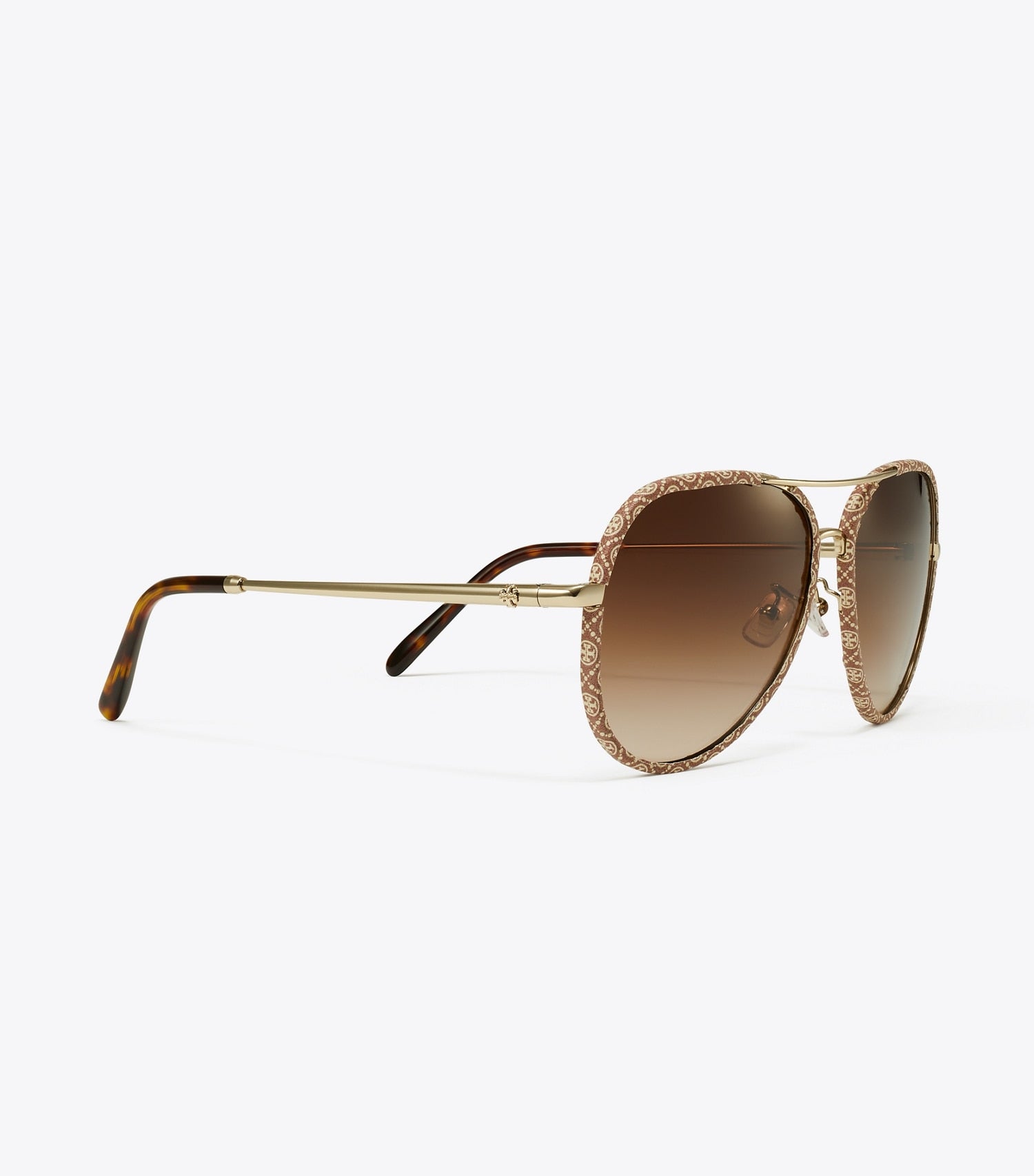 Tory Burch Eleanor Pilot Sunglasses - Light Gold/T Monogram/Brown Gradient