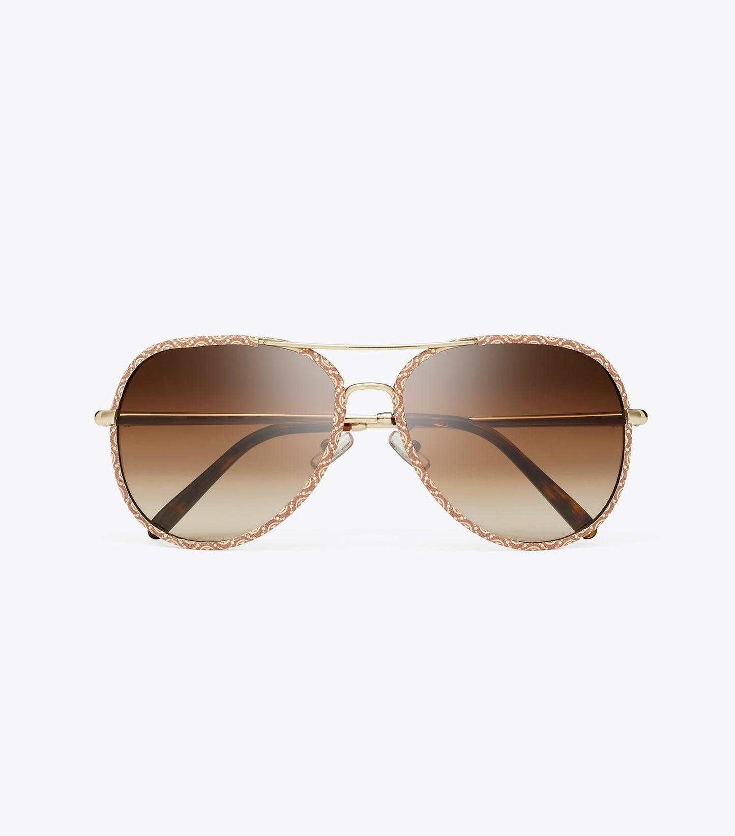 Tory Burch Eleanor Pilot Sunglasses - Light Gold/T Monogram/Brown Gradient