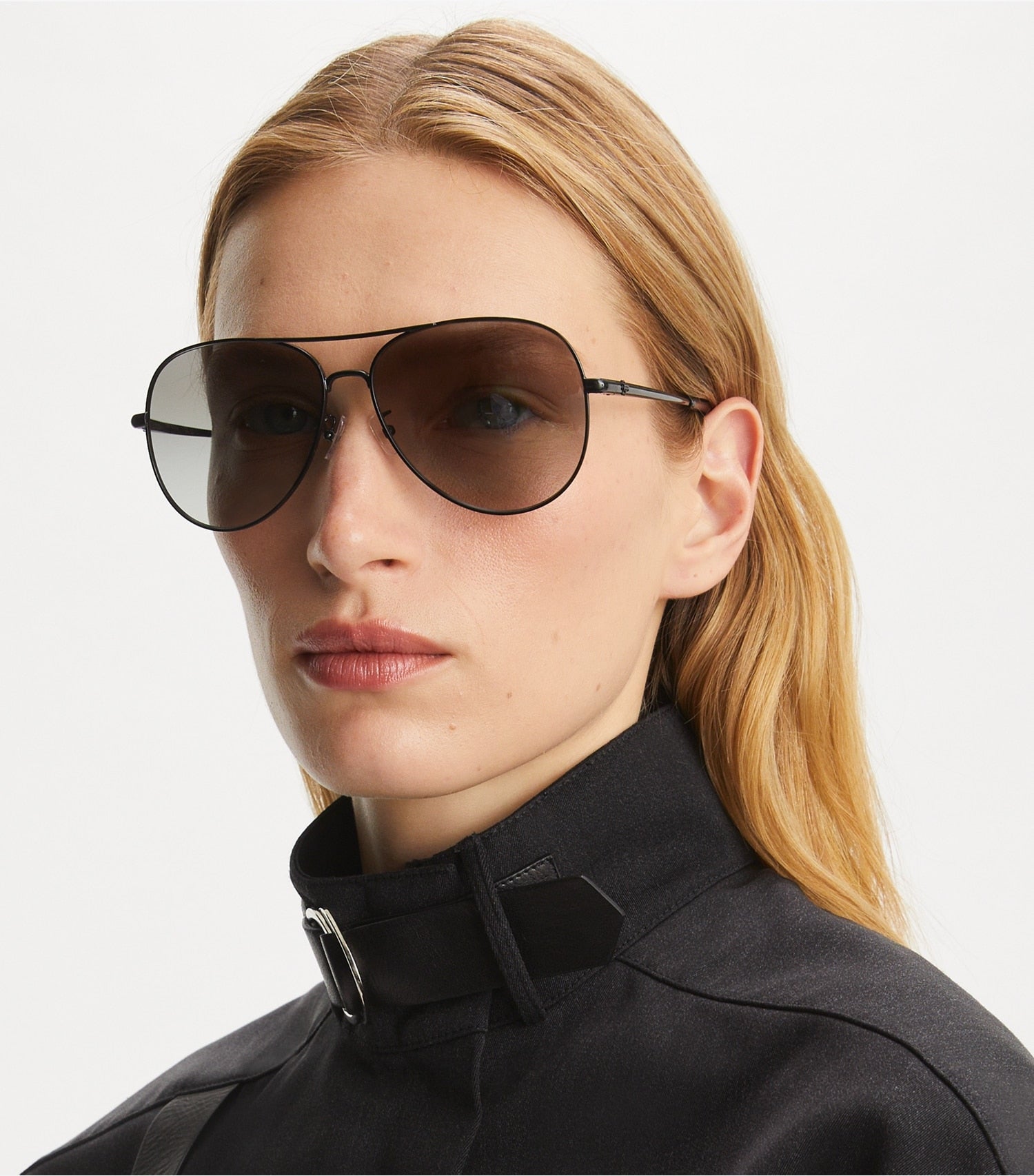 Tory Burch Eleanor Pilot Sunglasses - Light Gold/T Monogram/Brown Gradient