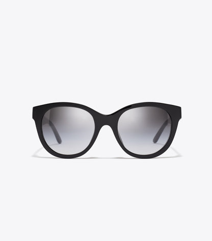 Tory Burch Miller Round Sunglasses - Black/Grey Gradient