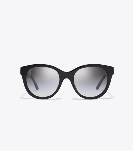 Tory Burch Miller Round Sunglasses - Black/Grey Gradient