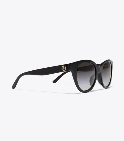 Tory Burch Miller Round Sunglasses - Black/Grey Gradient