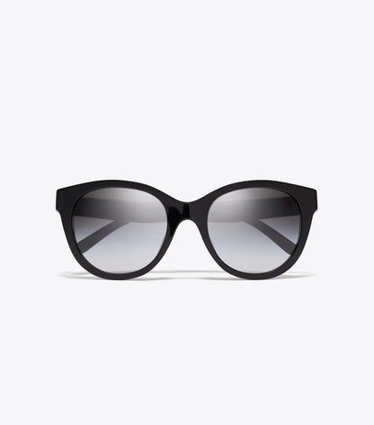 Tory Burch Miller Round Sunglasses - Black/Grey Gradient