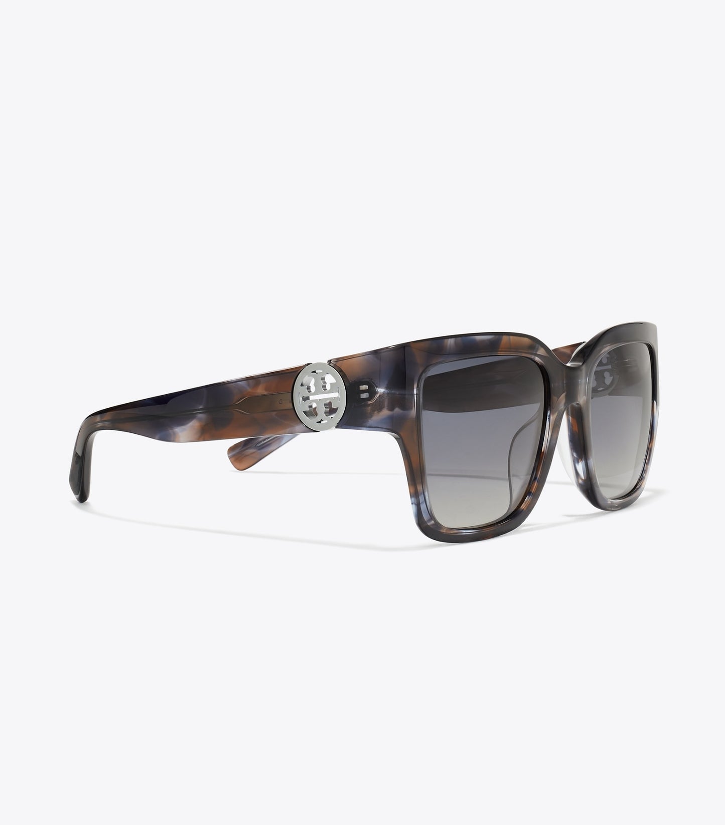 Tory Burch Miller Square Sunglasses - Blue Smoke Tortoise/Polar Gray Gradient