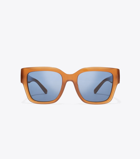 Tory Burch Miller Square Sunglasses - Amber Brown/Blue