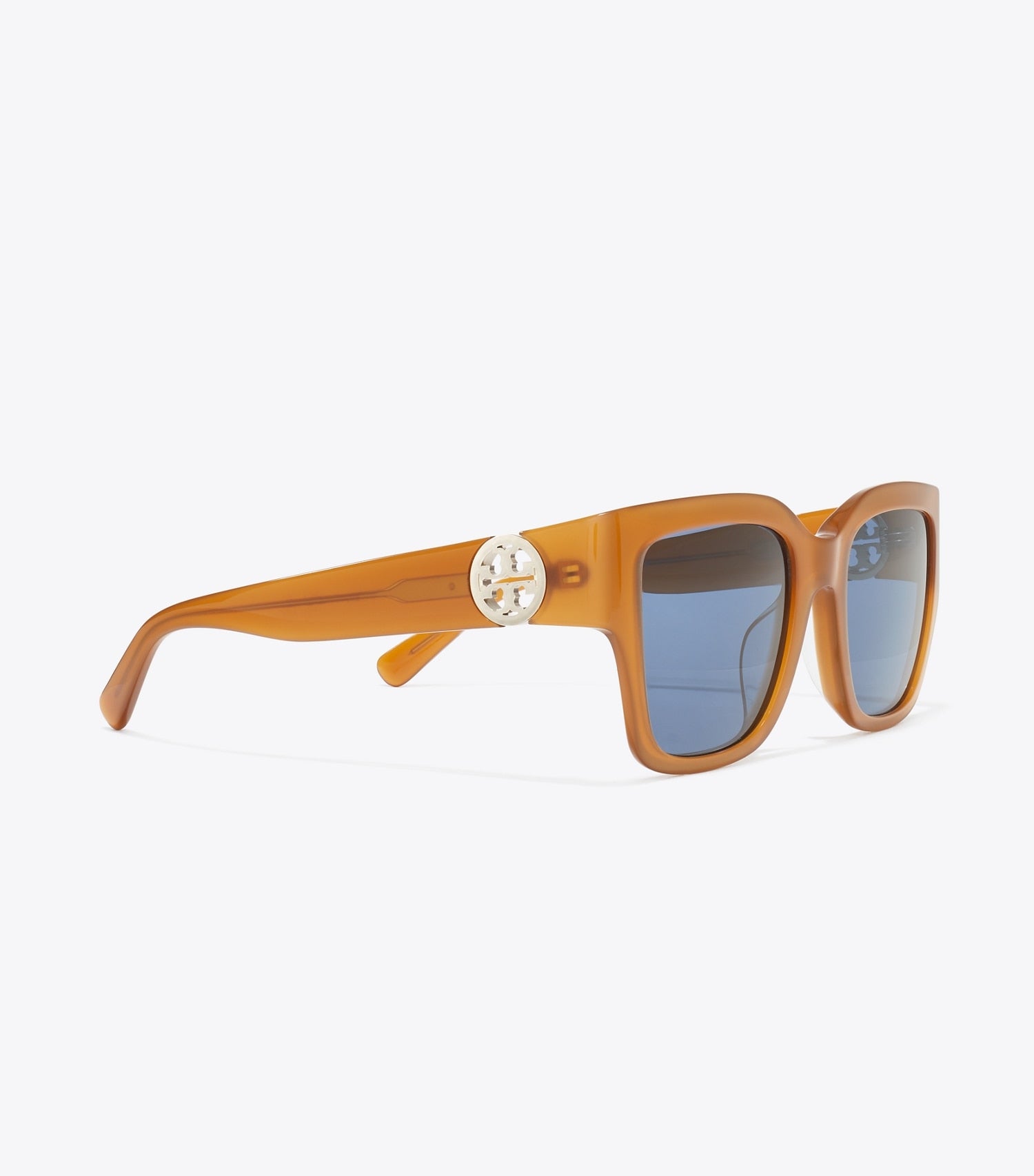 Tory Burch Miller Square Sunglasses - Amber Brown/Blue