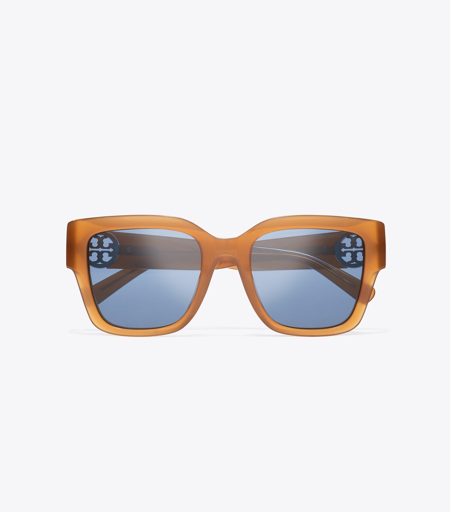 Tory Burch Miller Square Sunglasses - Amber Brown/Blue