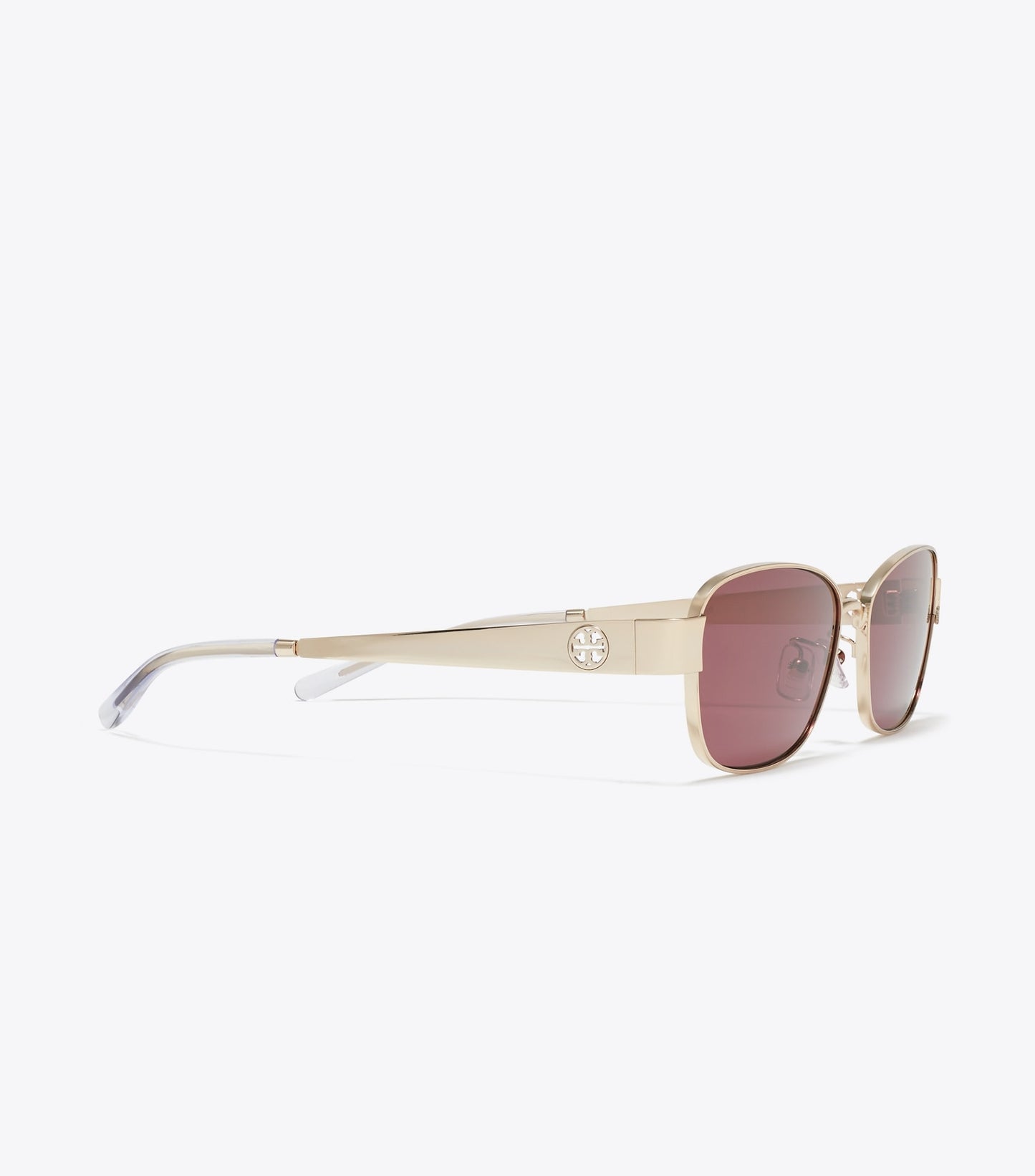 Tory Burch Miller Metal Rectangle Sunglasses - Shiny Light Gold/Dark Violet
