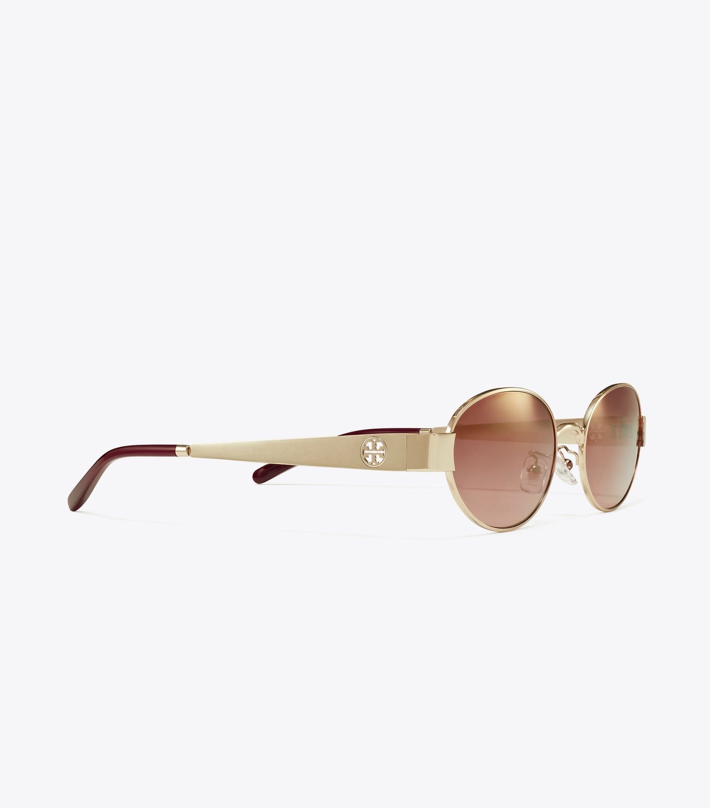 Tory Burch Miller Metal Oval Sunglasses - Shiny Light Gold/Light Pink Gradient Mirror