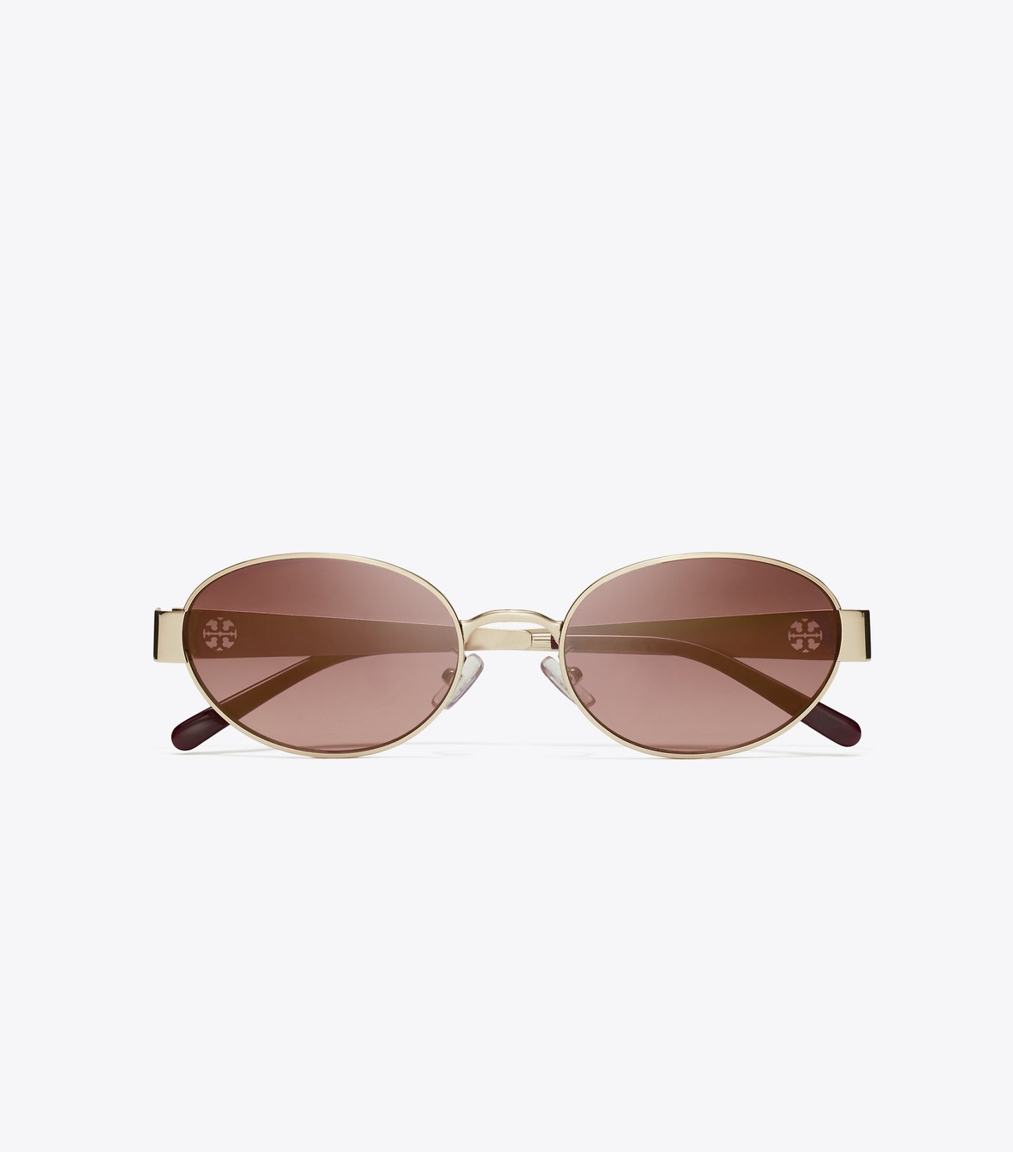 Tory Burch Miller Metal Oval Sunglasses - Shiny Light Gold/Light Pink Gradient Mirror