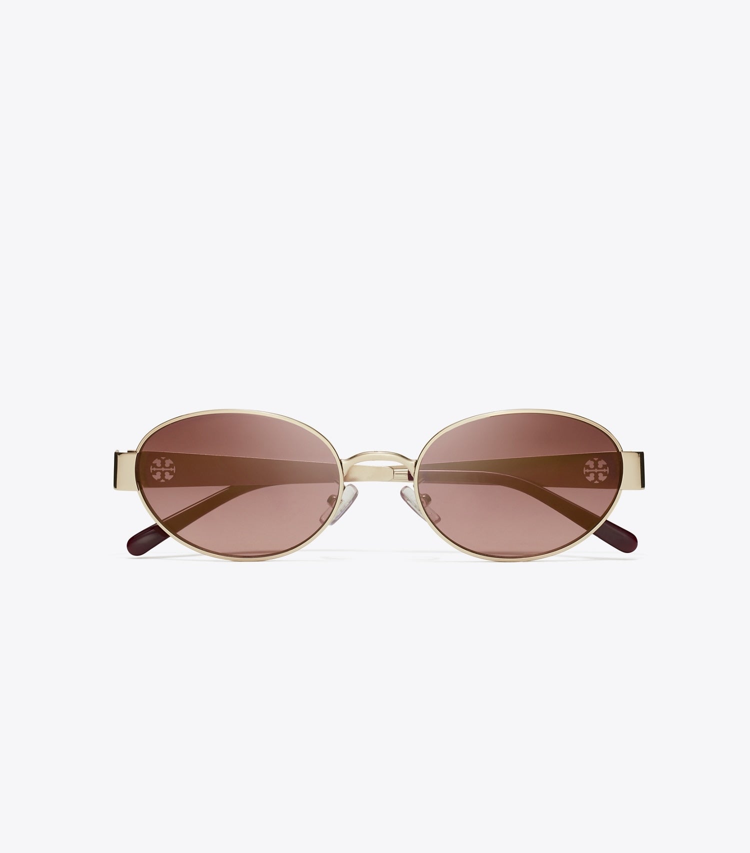 Tory Burch Miller Metal Oval Sunglasses - Shiny Light Gold/Light Pink Gradient Mirror